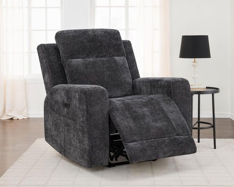 Sonya Chenille Upholstered Power Recliner Chair Dark Grey