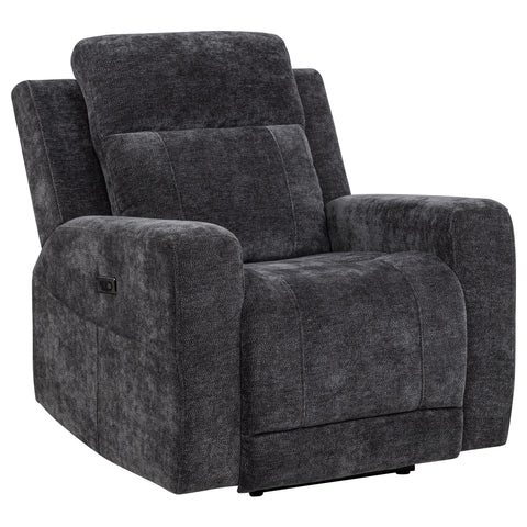 Sonya Chenille Upholstered Power Recliner Chair Dark Grey
