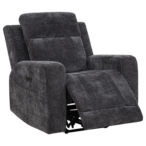 Sonya Chenille Upholstered Power Recliner Chair Dark Grey