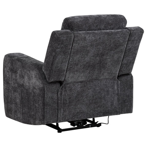 Sonya Chenille Upholstered Power Recliner Chair Dark Grey
