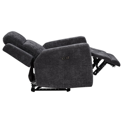 Sonya Chenille Upholstered Power Recliner Chair Dark Grey