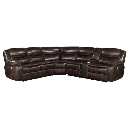 Collier Upholstered Power Reclining Sectional Sofa Brown