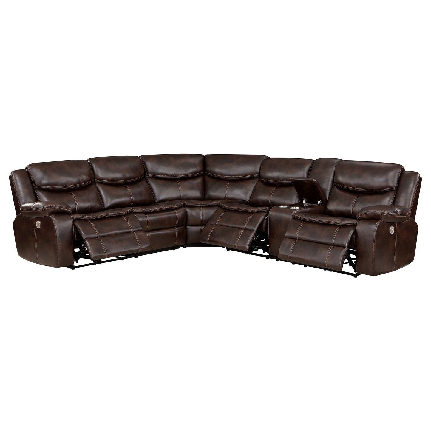 collier upholstered power reclining sectional sofa brown