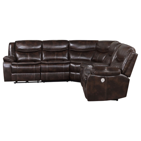 Joyce Upholstered Power Reclining Sectional Sofa BrownDark Brown