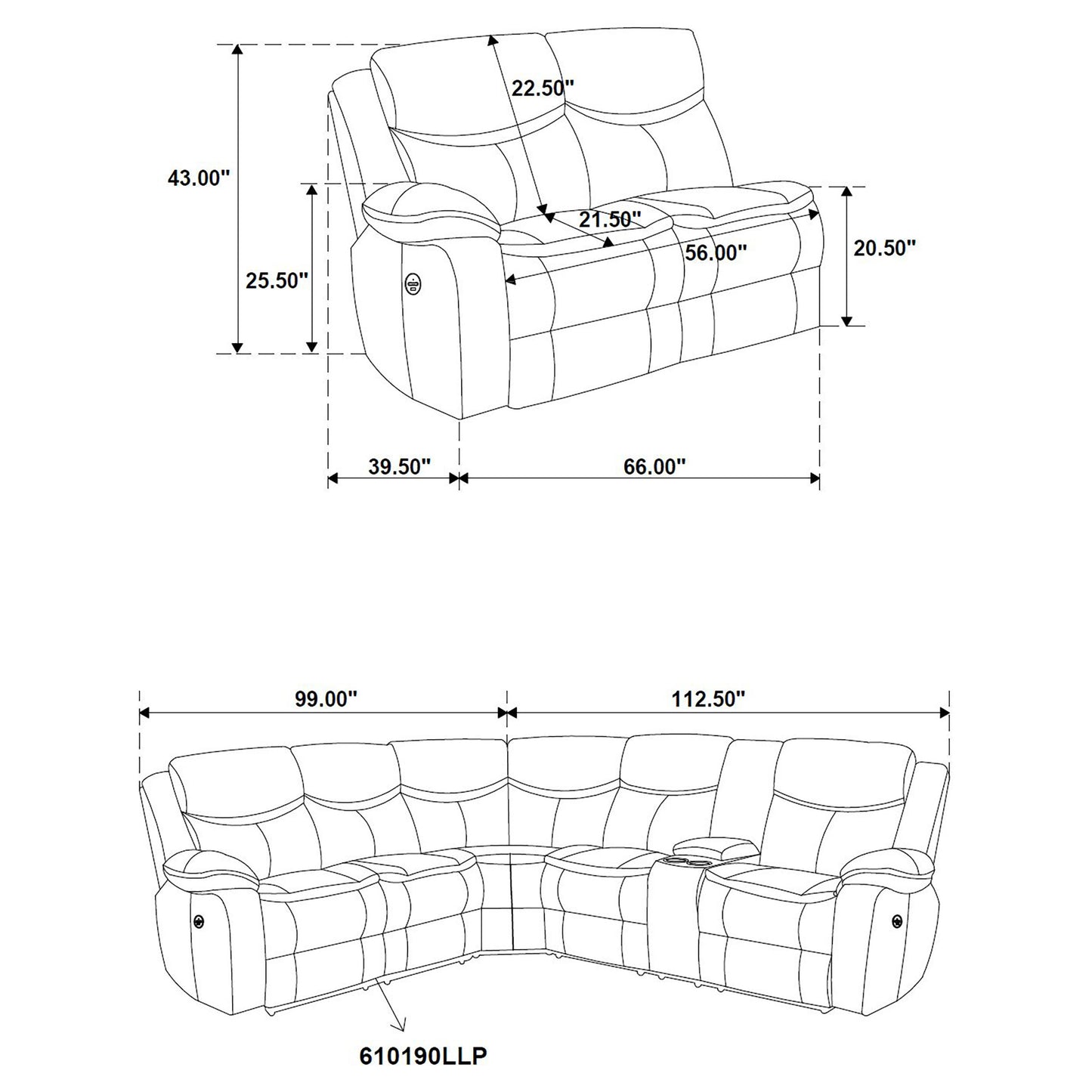 collier upholstered power reclining sectional sofa brown