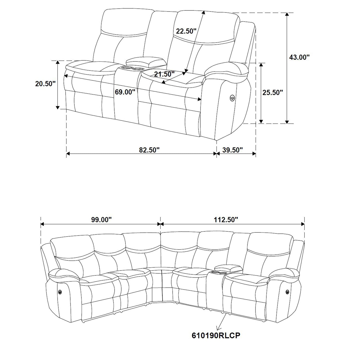 collier upholstered power reclining sectional sofa brown