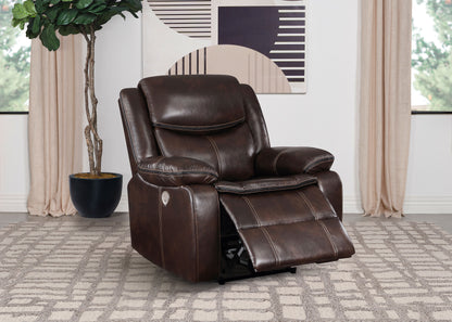 Collier Upholstered Power Recliner Chair Dark Brown