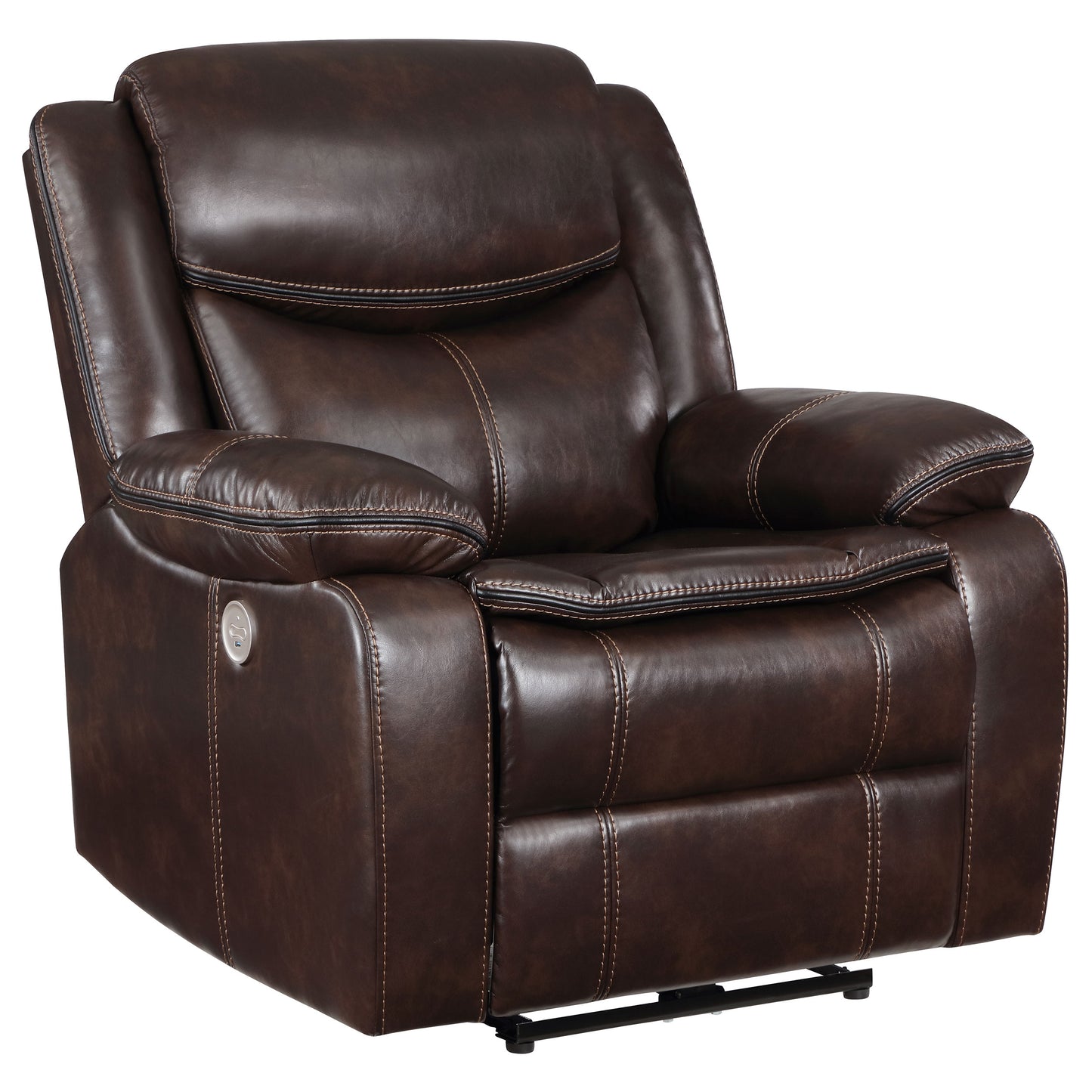 collier upholstered power recliner chair dark brown