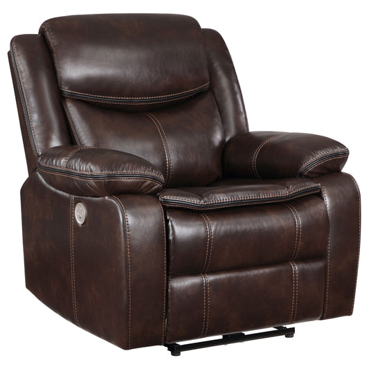 Collier Upholstered Power Recliner Chair Dark Brown