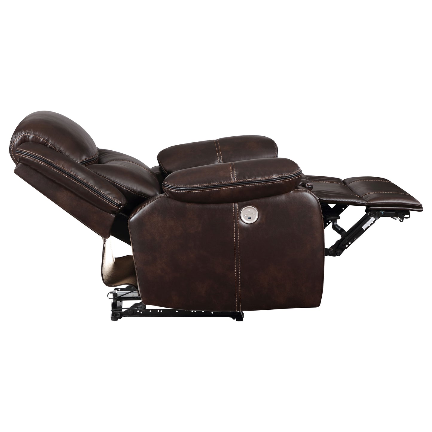 collier upholstered power recliner chair dark brown