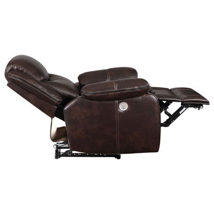 Collier Upholstered Power Recliner Chair Dark Brown