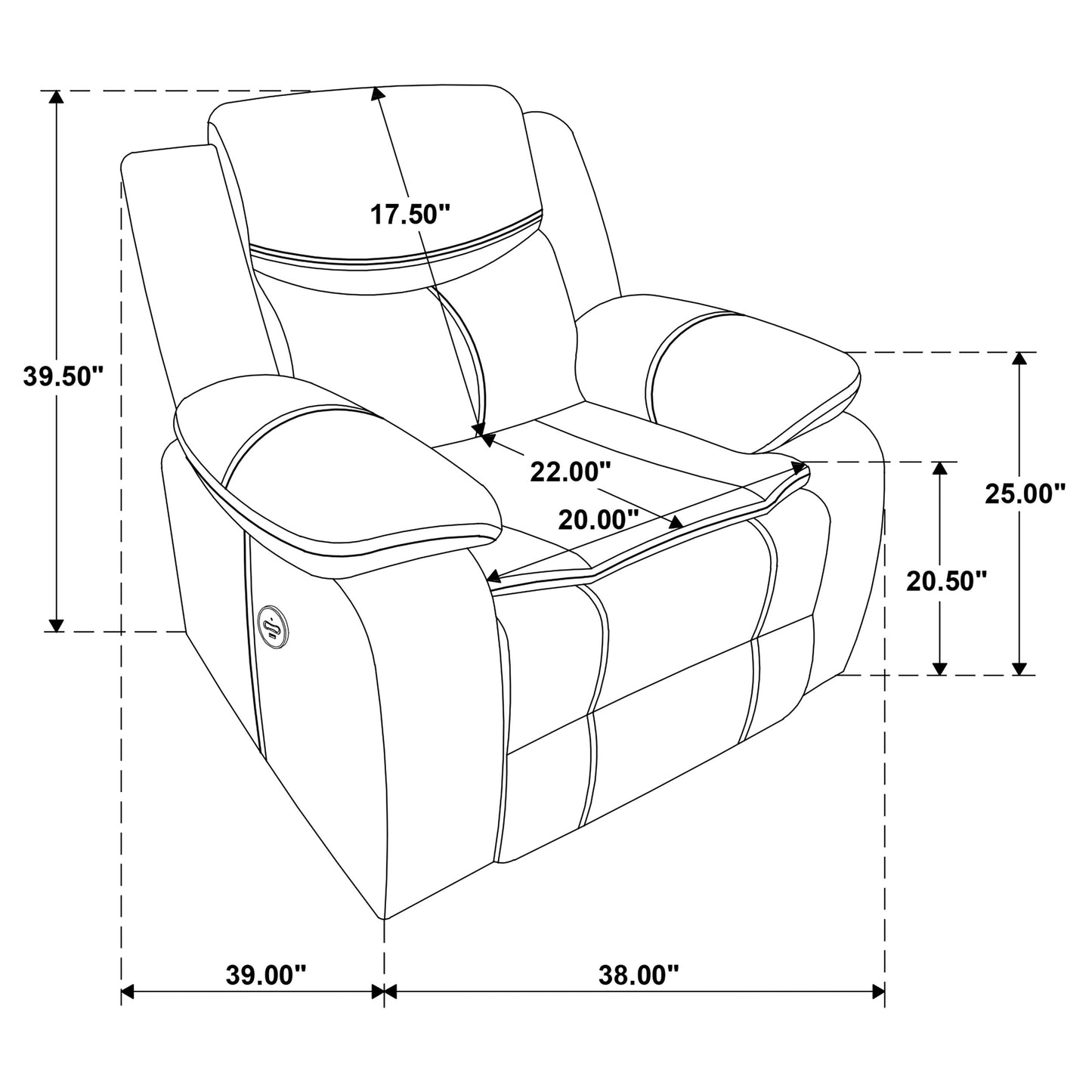 collier upholstered power recliner chair dark brown