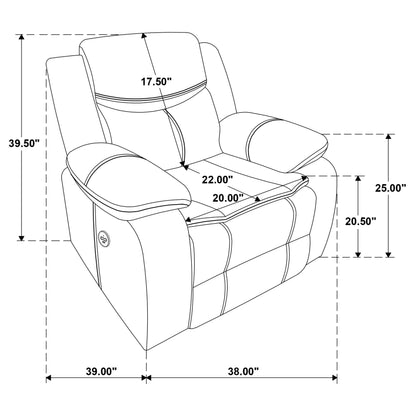 Collier Upholstered Power Recliner Chair Dark Brown