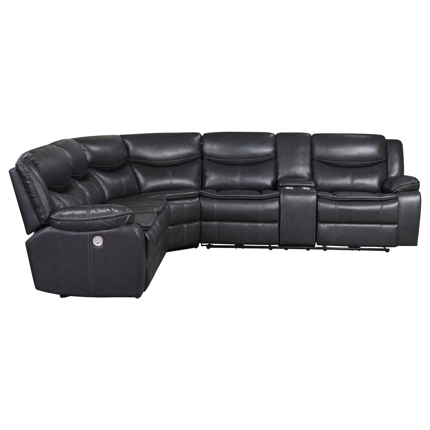 collier upholstered power reclining sectional sofa grey