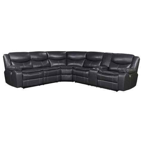 Joyce Upholstered Power Reclining Sectional Sofa GreyDark Grey