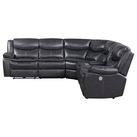 Joyce Upholstered Power Reclining Sectional Sofa GreyDark Grey