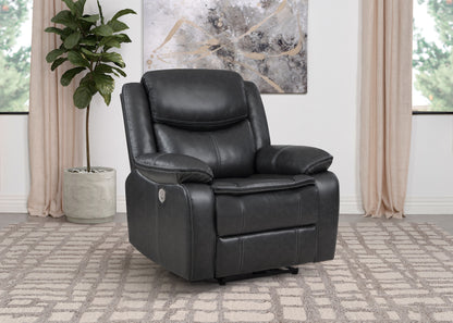 Collier Upholstered Power Recliner Chair Dark Grey