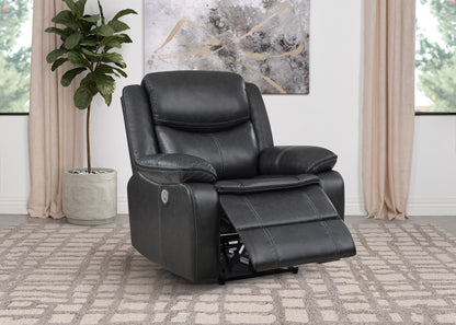 Collier Upholstered Power Recliner Chair Dark Grey