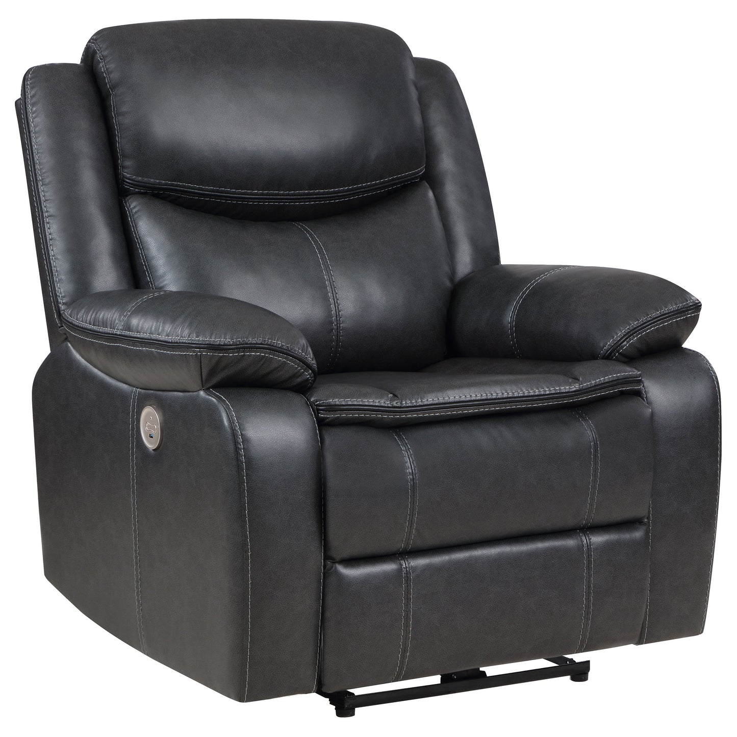 collier upholstered power recliner chair dark grey