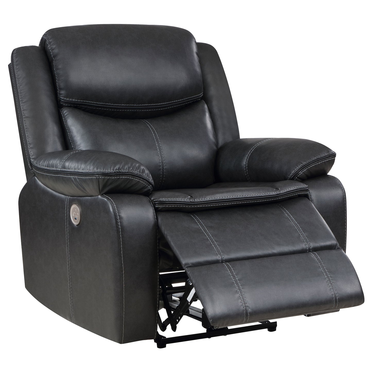 collier upholstered power recliner chair dark grey