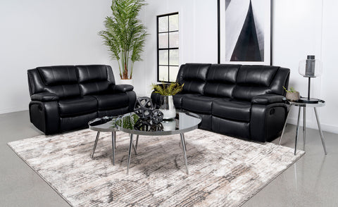 Zamora 2-piece Upholstered Motion Reclining Sofa Set BlackBlack