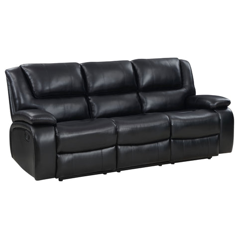 Zamora 3-piece Upholstered Motion Reclining Sofa Set BlackBlack