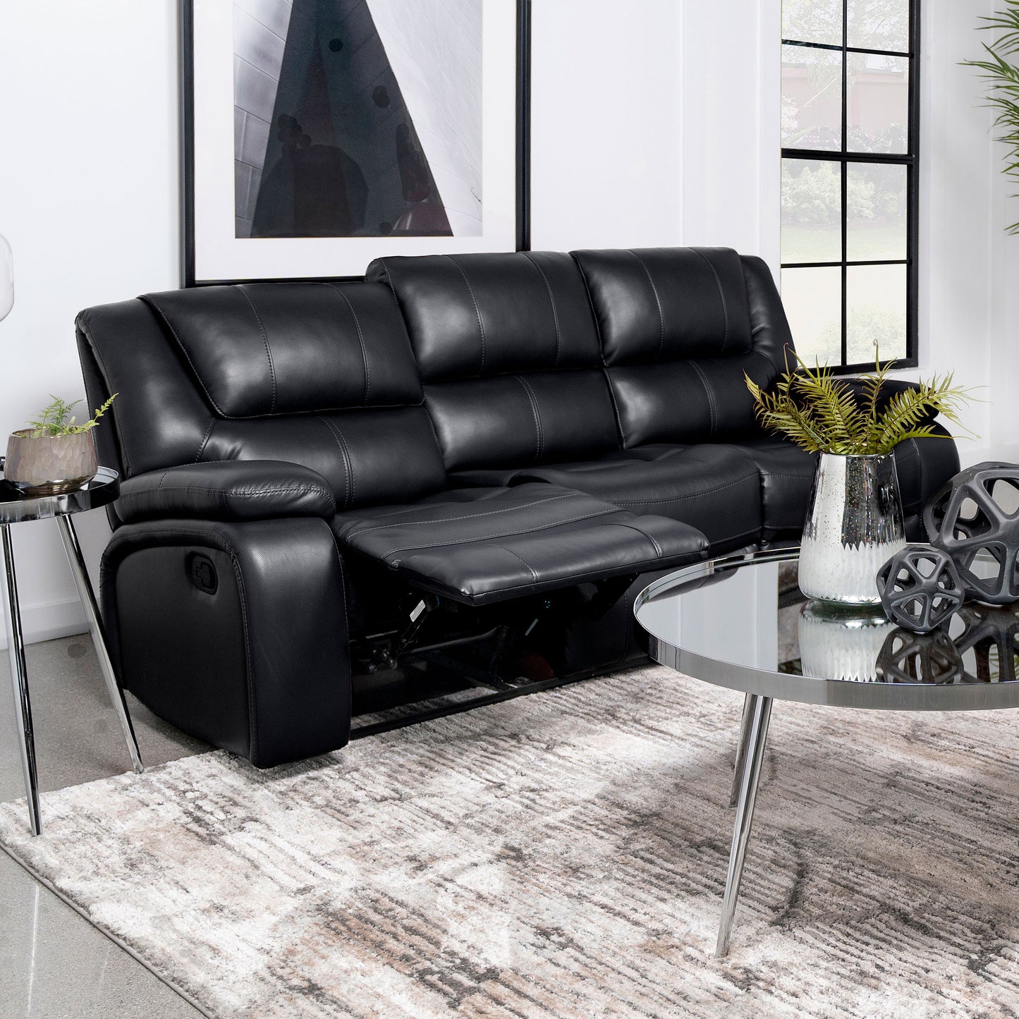 sarasota upholstered motion reclining sofa black