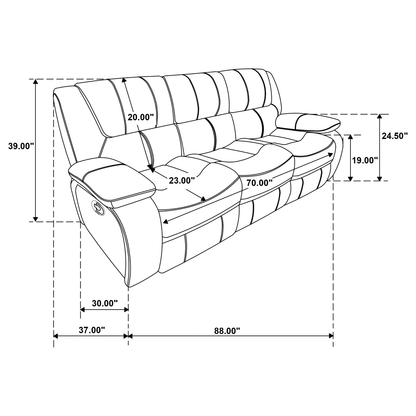 sarasota upholstered motion reclining sofa black