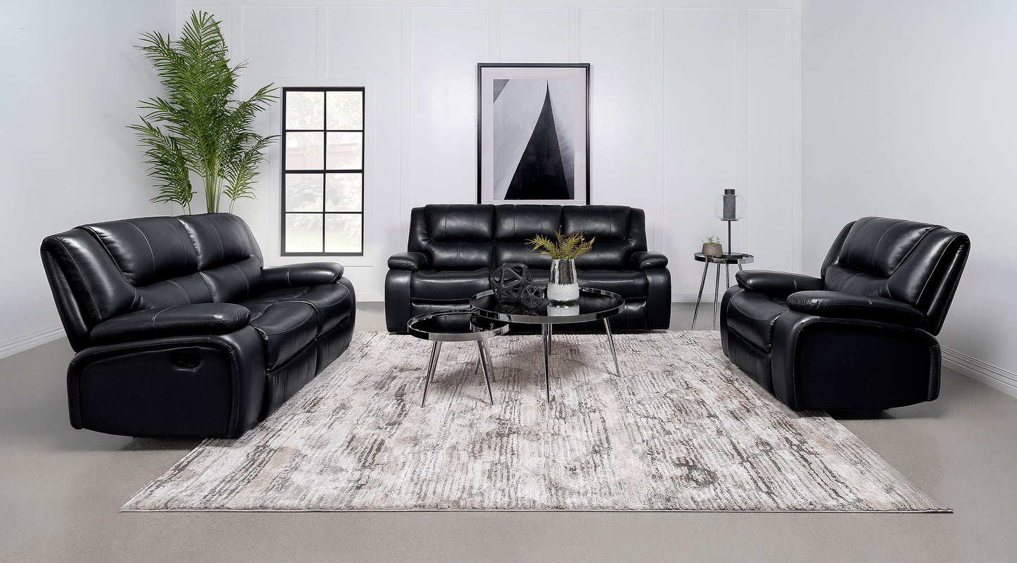 sarasota upholstered motion reclining sofa black