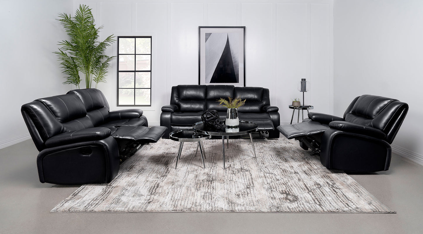 sarasota upholstered motion reclining sofa black