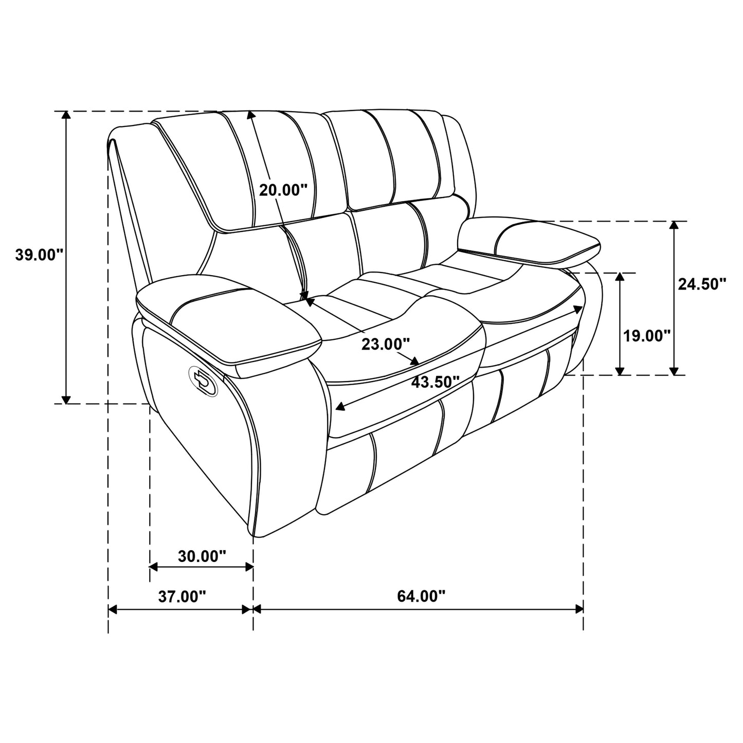 sarasota upholstered motion reclining loveseat black