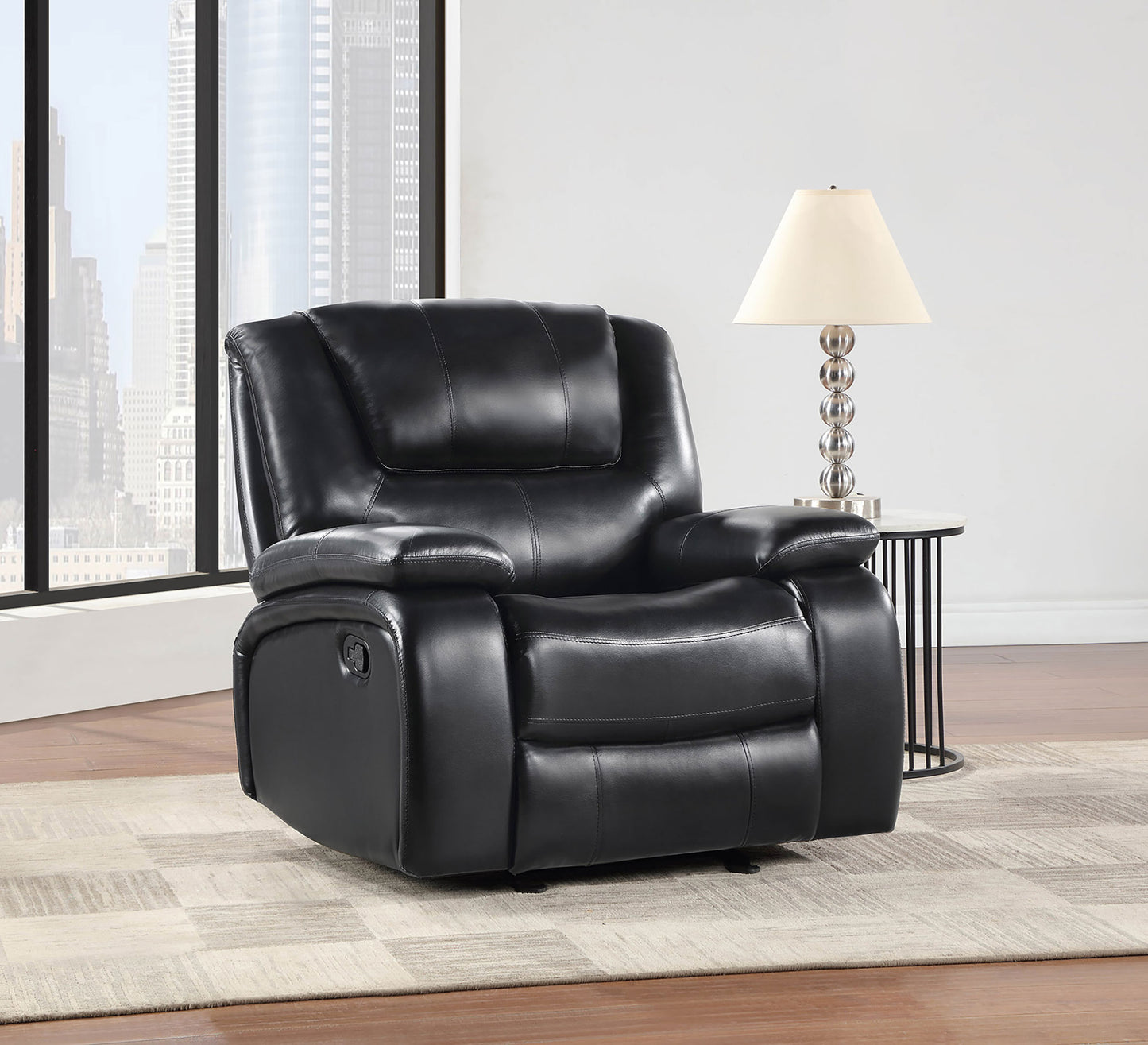 sarasota upholstered glider recliner chair black