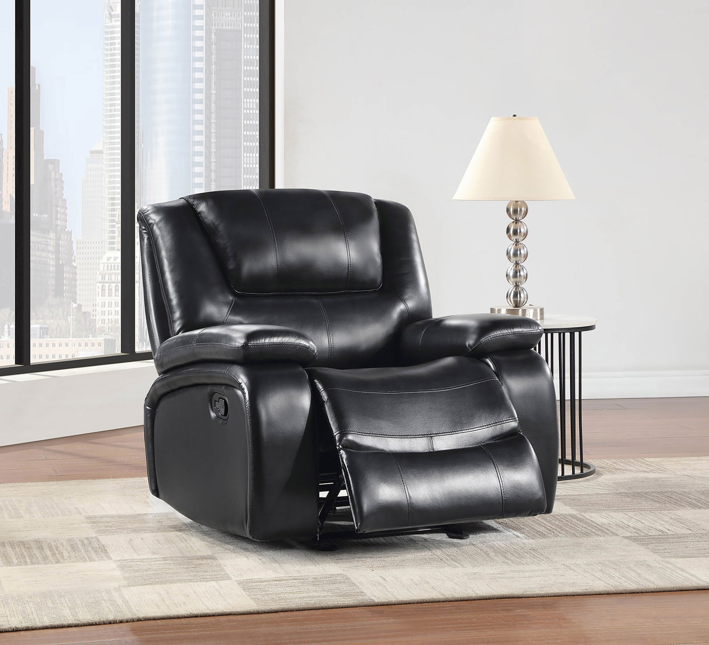 sarasota upholstered glider recliner chair black