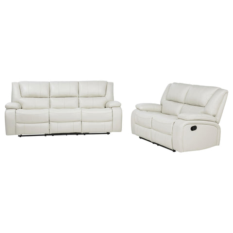 Hayes 2-piece Upholstered Reclining Sofa Set White