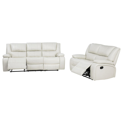 Hayes 2-piece Upholstered Reclining Sofa Set White
