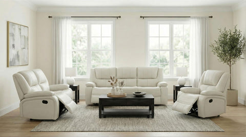 Hayes Upholstered Motion Reclining Sofa White