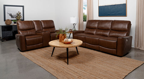 Capella 2-piece Power Reclining Sofa Set Saddle BrownSaddle Brown