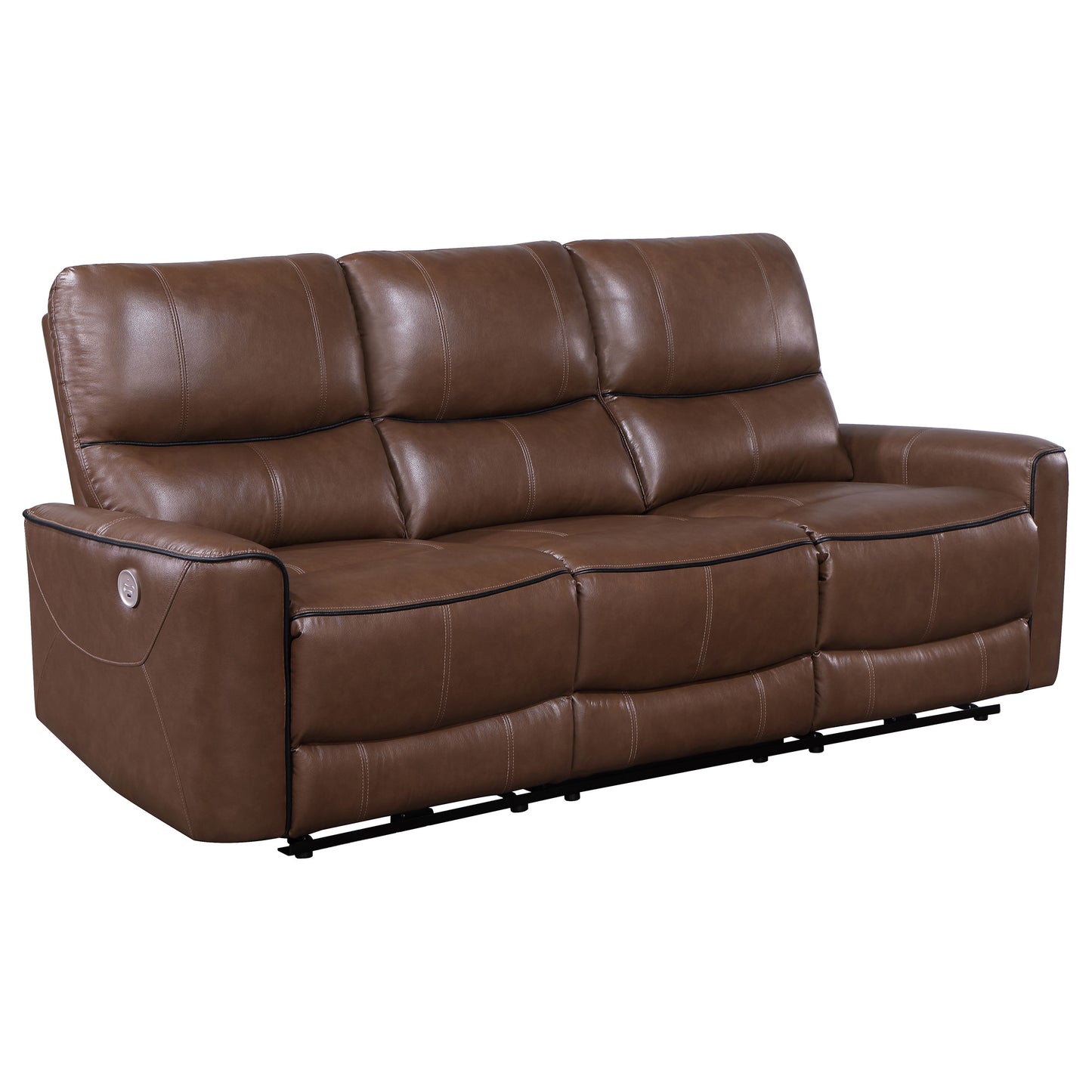 keene upholstered power reclining sofa saddle brown