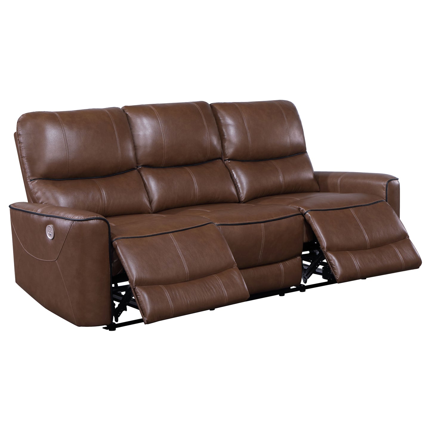 keene upholstered power reclining sofa saddle brown