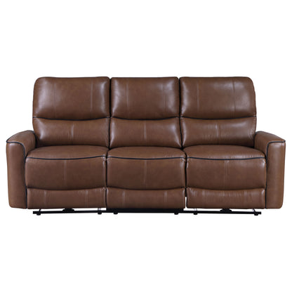 Keene Upholstered Power Reclining Sofa Saddle Brown