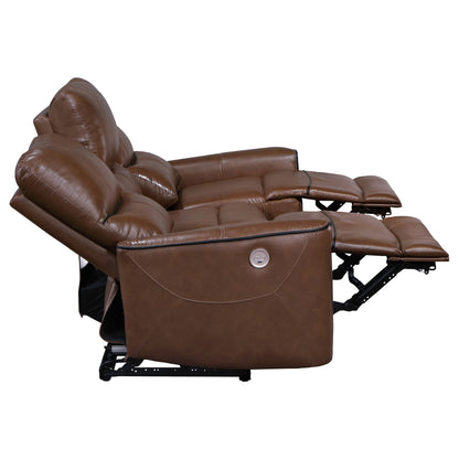 Keene Upholstered Power Reclining Sofa Saddle Brown