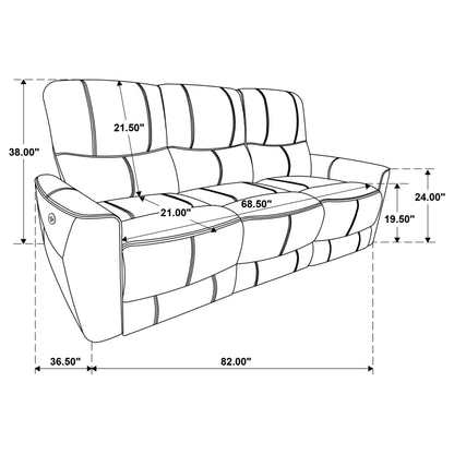 Keene Upholstered Power Reclining Sofa Saddle Brown