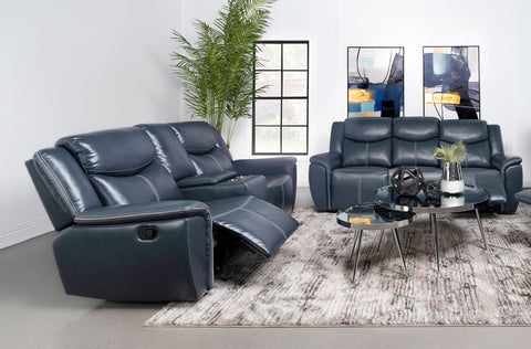 Zira 2-piece Upholstered Reclining Sofa Set BlueBlue
