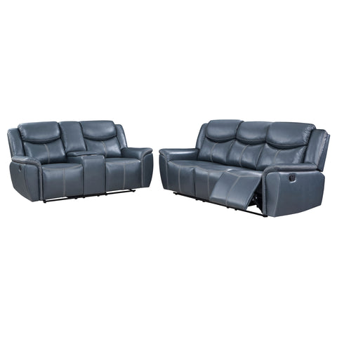 Zira 2-piece Upholstered Reclining Sofa Set BlueBlue