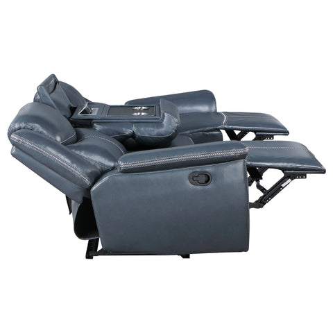 Zira 3-piece Upholstered Reclining Sofa Set BlueBlue