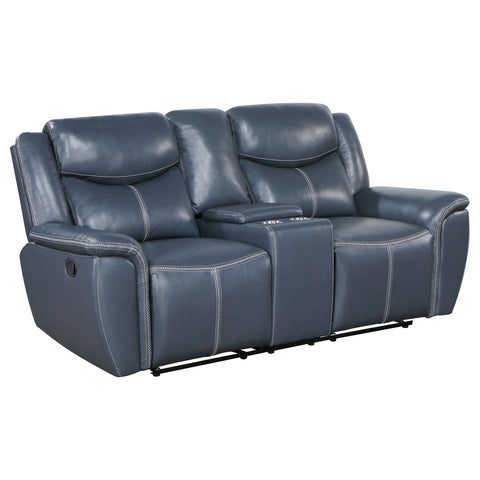 Zira 3-piece Upholstered Reclining Sofa Set BlueBlue