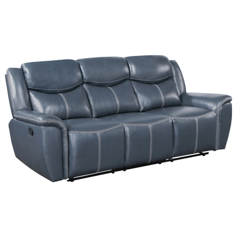 Zira Upholstered Padded Arm Reclining Sofa BlueBlue