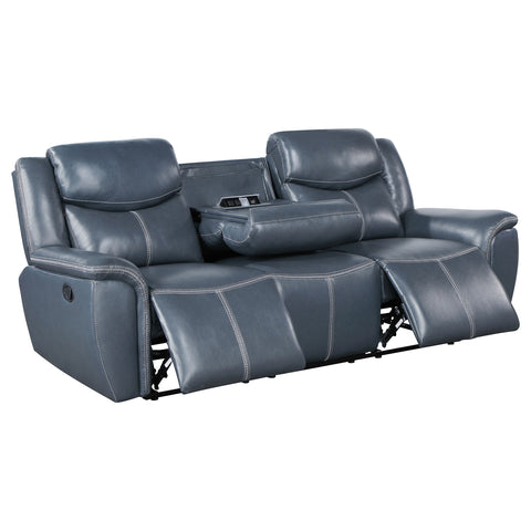 Zira Upholstered Padded Arm Reclining Sofa BlueBlue