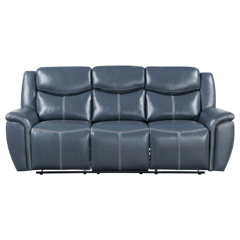 Zira Upholstered Padded Arm Reclining Sofa BlueBlue