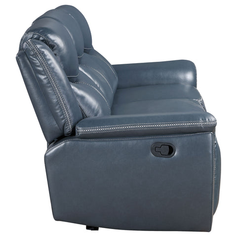 Zira Upholstered Padded Arm Reclining Sofa BlueBlue